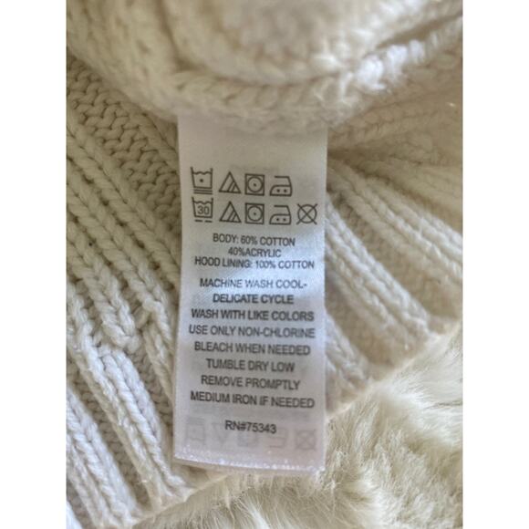 Cynthia Rowley Cozy Crochet Knit Winter White Hooded Sweater Toddler 24 Months - Picture 5 of 7